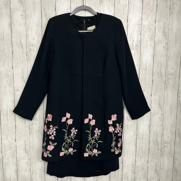 Appleseed's Black 2 Piece Dress Overcoat Floral Mother Of Bride Date Night Set - Picture 1 of 14